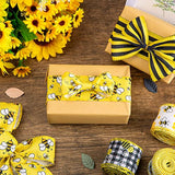Bee Wired Edge Ribbon 30 Yards 2 Inch Yellow Black Plaid Stripe Ribbon
