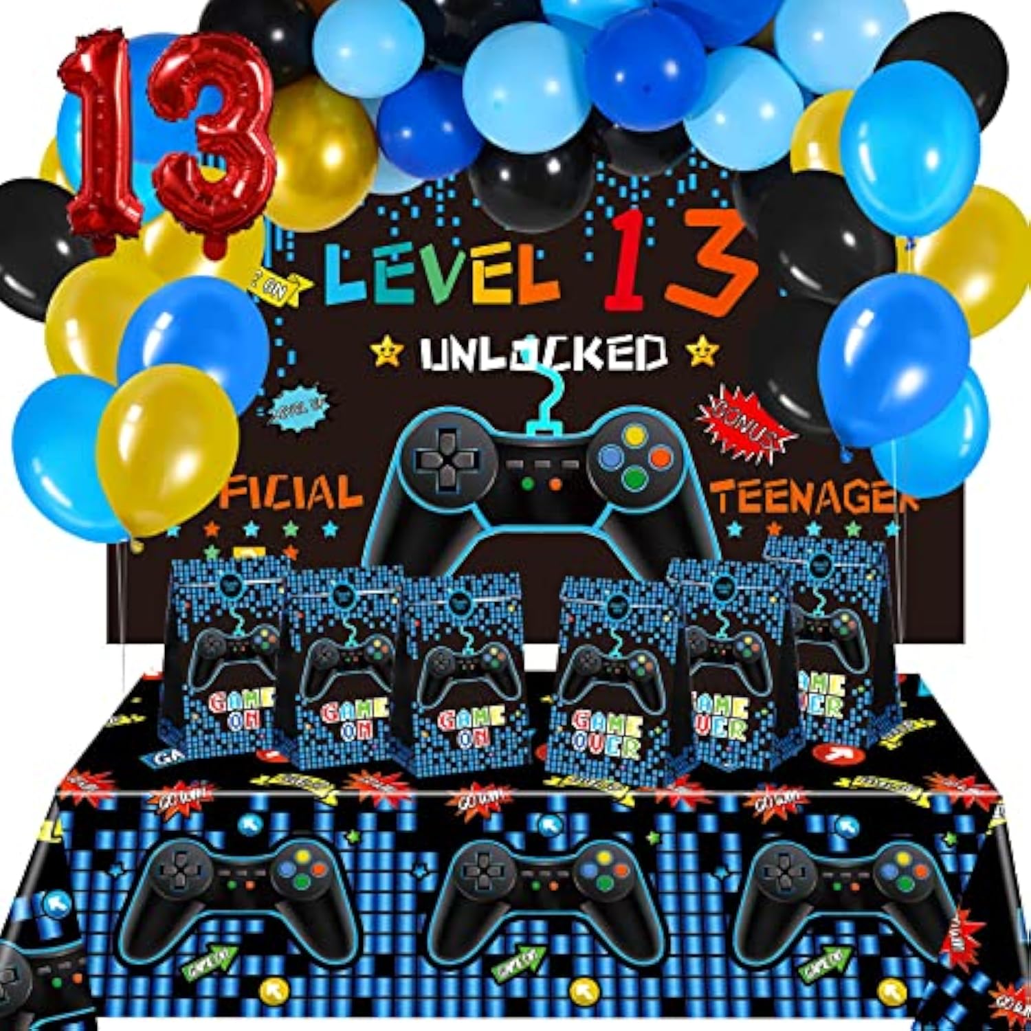 13Th Birthday Decorations For Boys Video Game Party Supplies 69 Pieces