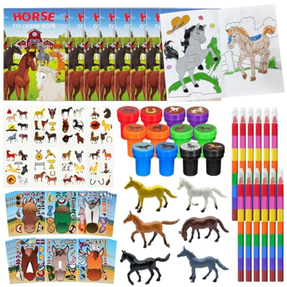 72 Pcs Horse Party Favors Coloring Book Bulk, Farmhouse Pony Birthday Supplies, Western Cowboy Party Games Goodie Bag Fillers Diy Craft Kit?Horse Cowboy Pinatas Reward
