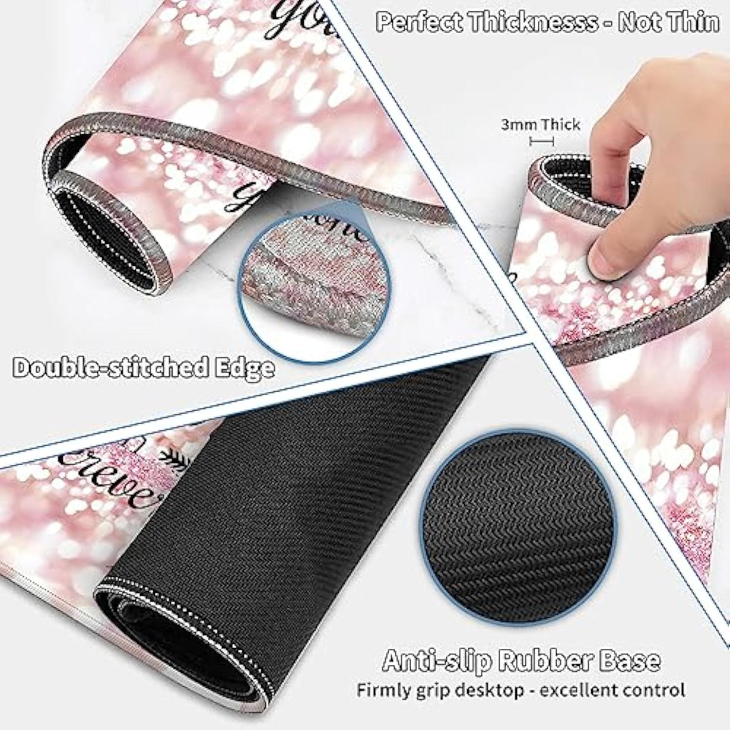 Large Gaming Mouse Pad Set 35.4 X 15.7 With Keyboard Wrist Rest, Wrist Support, And Coaster Memory Foam Smooth Desk Pad Mousepad For Home Office School - Quote Bible