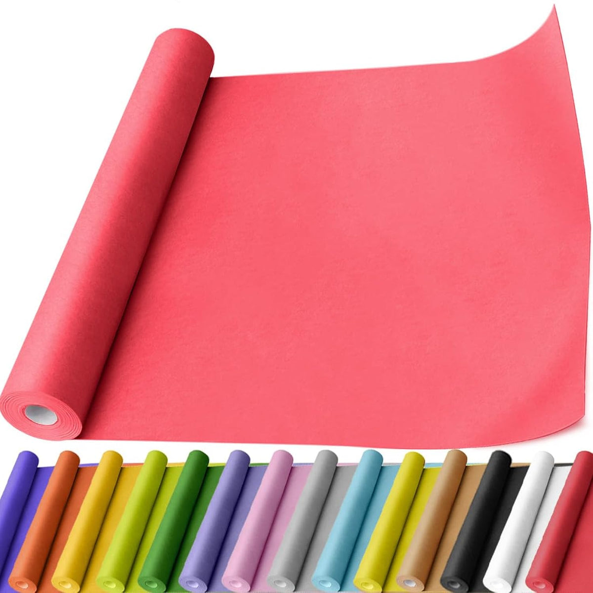 Perkhomy Red Kraft Paper Roll 17.5" X 760" (63') For Gift Wrapping Bouquet Flower Art Painting Craft Writing Packaging 80Gsm 55Lb (Red, 17.5" X 63')