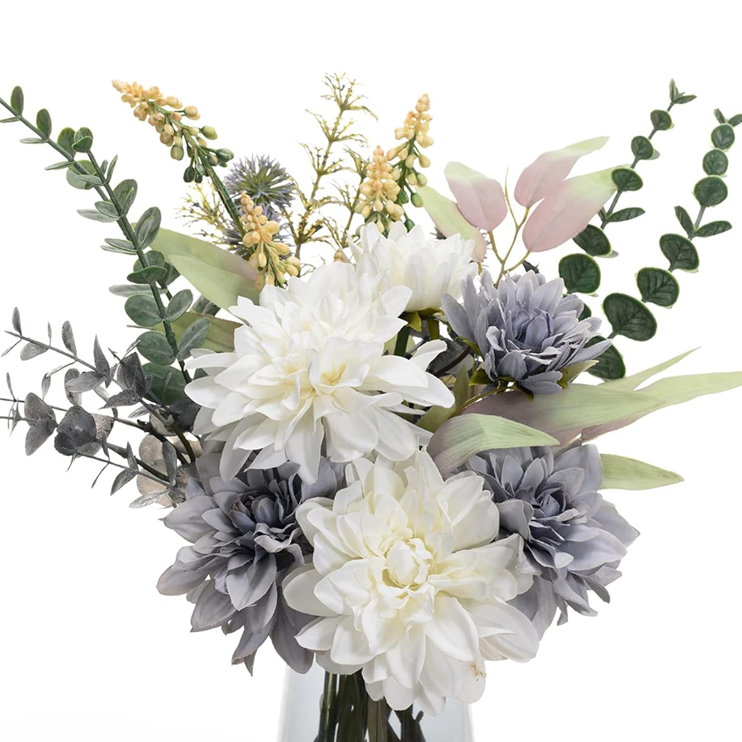 Fake Flowers Artificial Blue Flowers With Vase, Table Centerpieces For Dining Room, Silk Flower Arrangements For Home, Living Room Bathroom Plant Decor, Centerpiece Table Decorations
