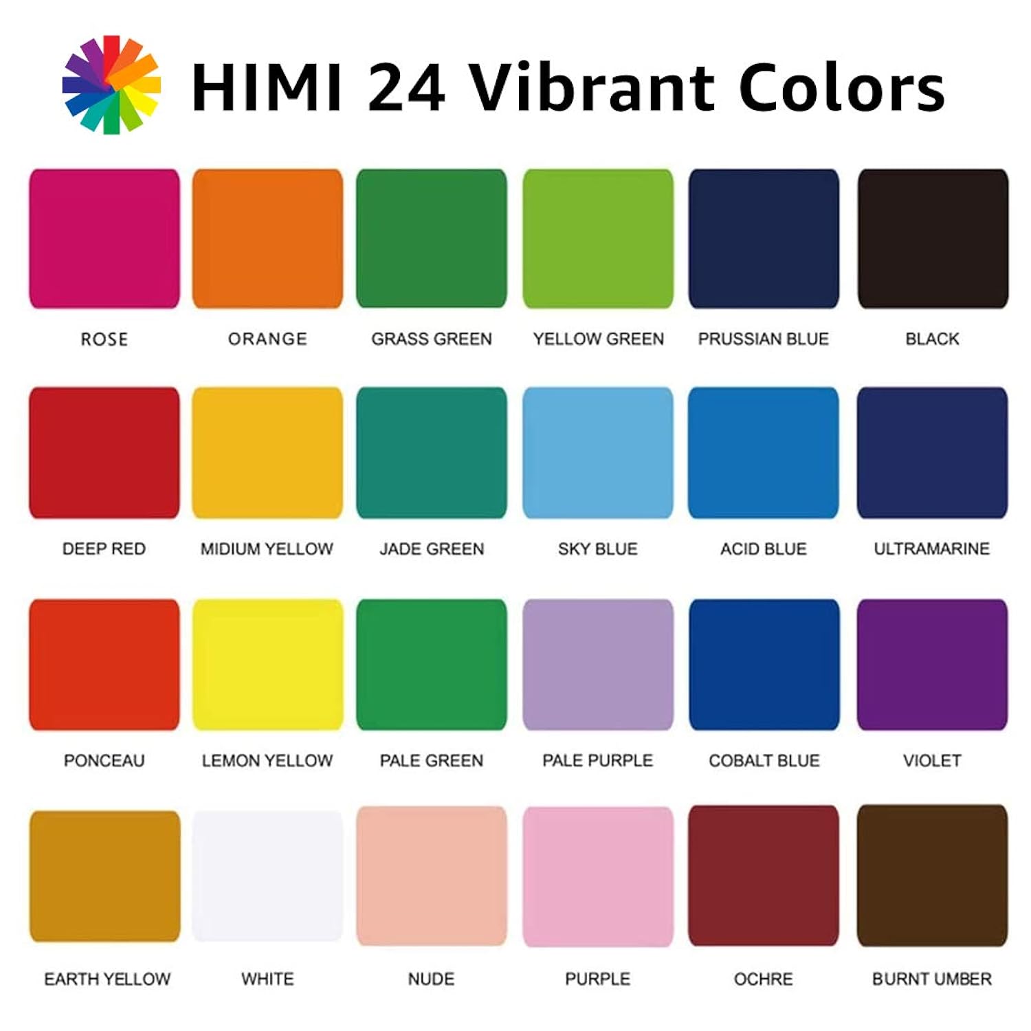 Himi Gouache Paint Set, 24 Colors X 30Ml/1Oz With Brushes & Palette, Jelly Cup Design, Non-Toxic, Perfect For Beginners, Students, Artists(Green)