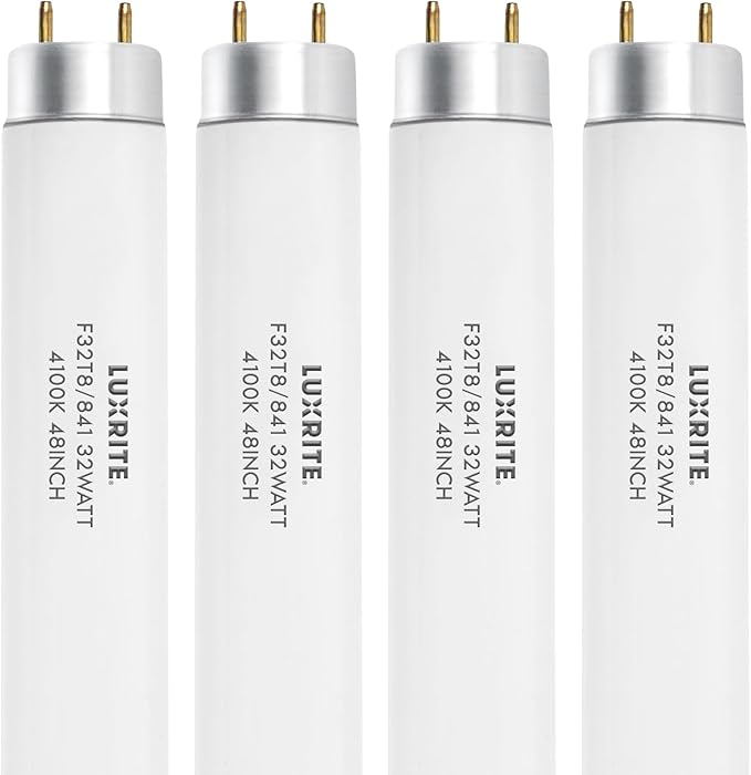 4 Pack F32T8 Fluorescent Tube Light Bulbs 48 Inch 32W 4100K Cool White G13 Base
