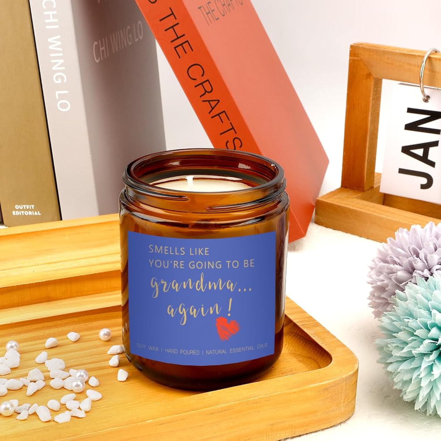 Pregnant Announcement Gifts Baby Reveal Gift For New Grandma Handmade Cute 7Oz Soy Wax Lavender Candle Christmas Gifts For New Grandma To Be Grandparents Grandmother Mom Mother In Law