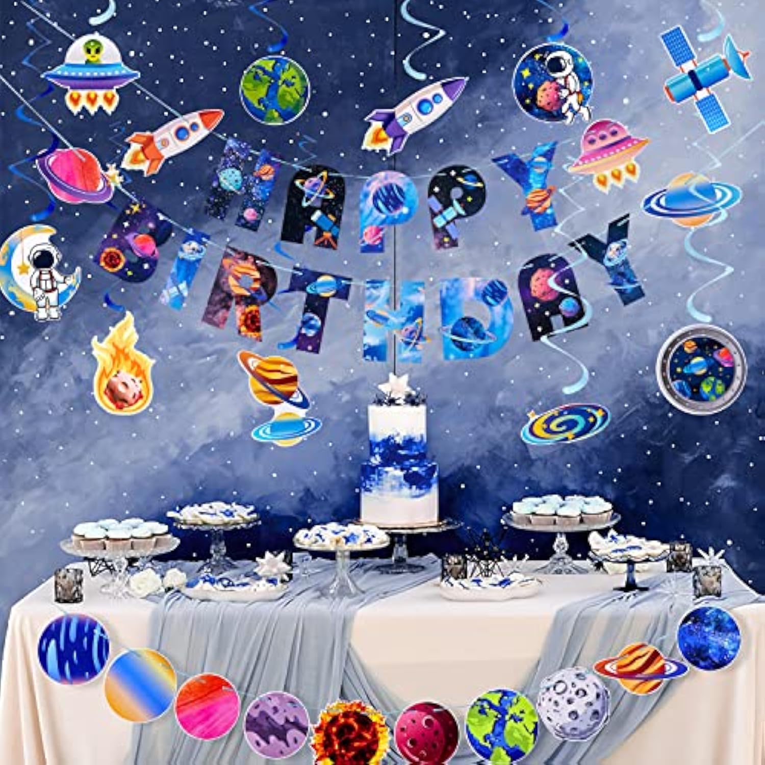 37Pcs Galaxy Birthday Decorations Kit - Solar System, Outer Space, Galaxy Party Supplies & Themed Party Favors
