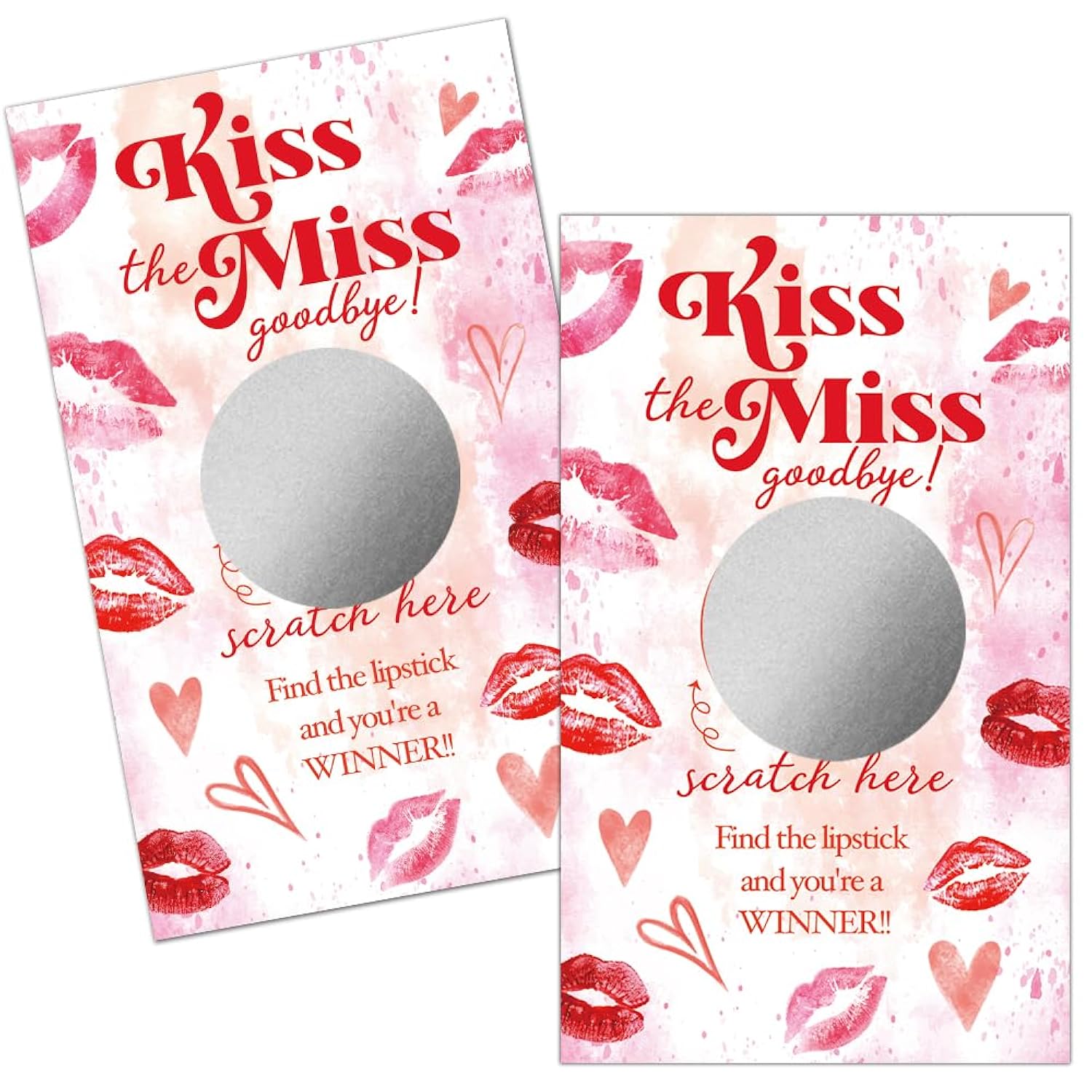 50 Pack Kiss The Miss Goodbye Scratch Off Cards, Lipstick Scratch Game For Bachelor Party Games, Country Wedding Bridal Shower Valentine'S Day Party Lottery Tickets, Wedding Shower Ideas