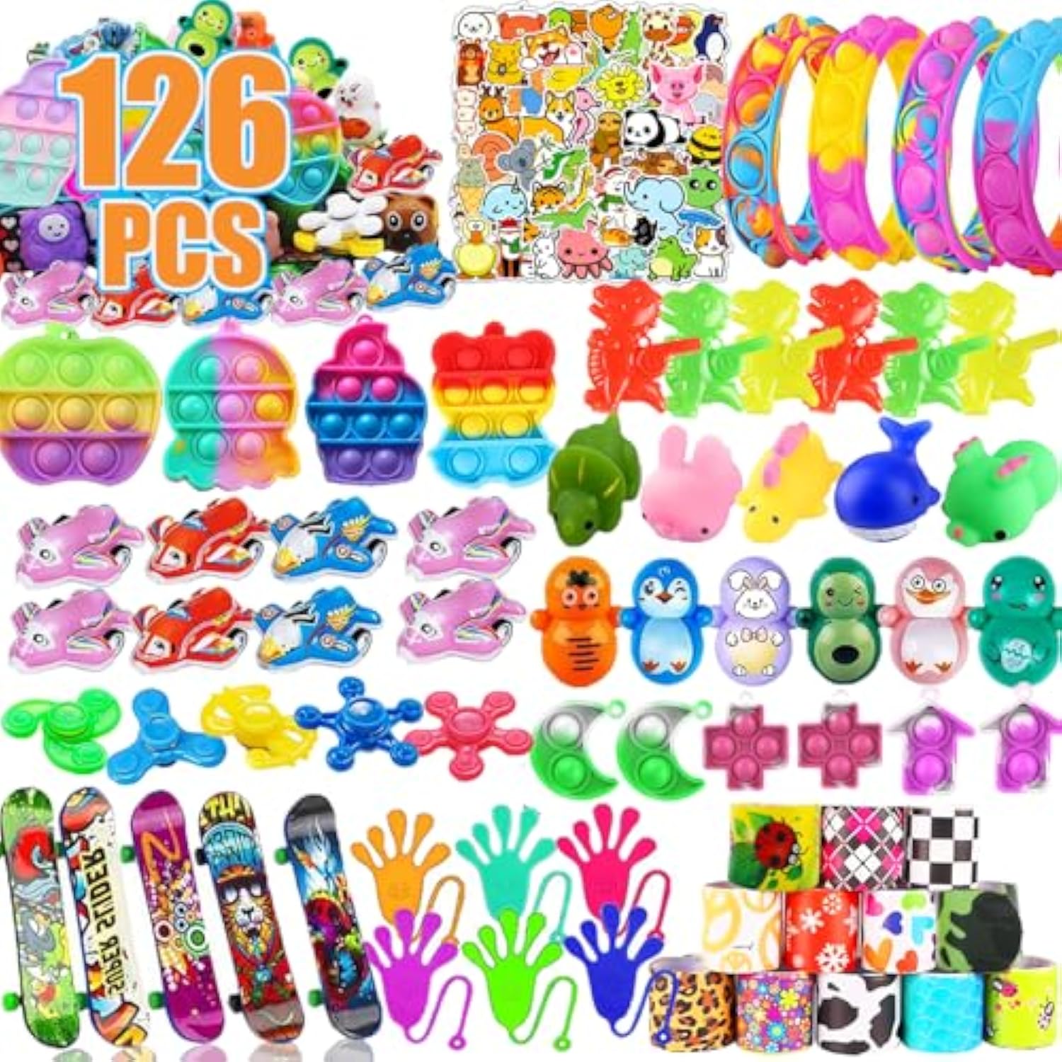 126 Pcs Party Favors For Kids, Treasure Box Toys For Classroom, Prize Box Toys For Kids, Goodie Bags Stuffers, Pinata Filler, Treasure Chest Fidget Birthday Gifts Stocking Stuffers