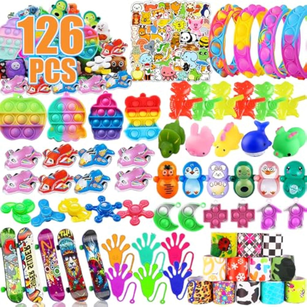 126 Pcs Party Favors For Kids, Treasure Box Toys For Classroom, Prize Box Toys For Kids, Goodie Bags Stuffers, Pinata Filler, Treasure Chest Fidget Birthday Gifts Stocking Stuffers