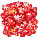 36 Pieces Heart Balloons, Happy Red Valentines Day Balloons, I Love You Foil Mylar Balloon For Special Night Party Decorations