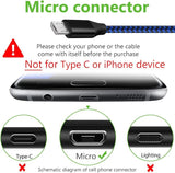 3 Pack 10FT Micro USB Cable Long Nylon Braided Fast Charging Cord for Android
