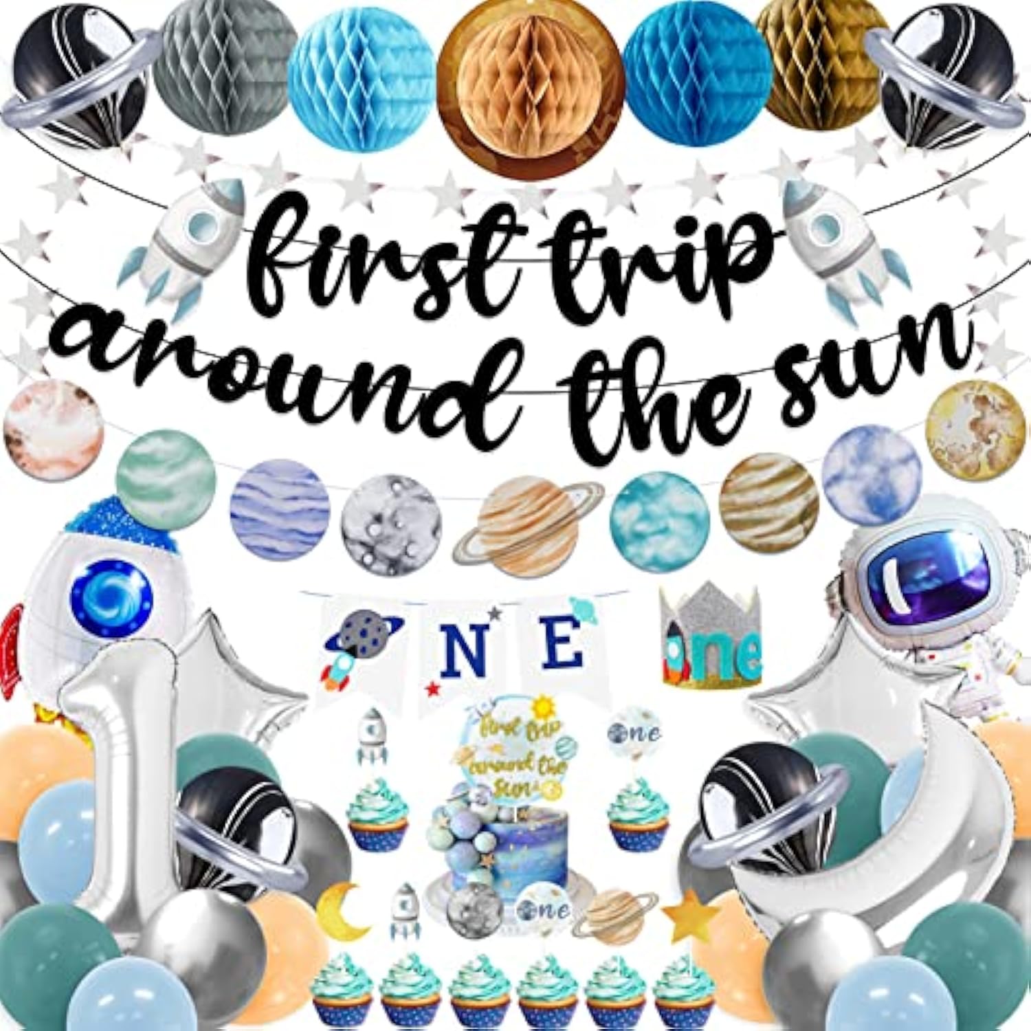 First Trip Around The Sun Birthday Party Decoration Pack, 1St Baby Sho
