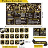 70Th Birthday Decorations For Men Women,24Pcs 1955 Banner Decorations,Including Banner,6Honeycomb Topper,70 Balloons,Anniversary Card,Cheers To 70 Years Banner,7 Hanging Swirl,6 Paper Poms,Sash