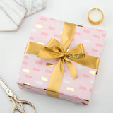 Baby Girl Wrapping Paper Sheet - 12 Sheets Foil Pink Brushstroke Design Folded Flat For Girls Birthday, Baby Showers - 19.7 Inch X 30 Inch Per Sheet