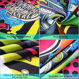 80s Party Decorations "I Love 80s" Banner & Retro Graffiti Backdrop 70.8x15.7 Inch