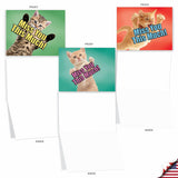 - 10 Blank Miss You Note Cards (4 X 5.12 Inch) - Assorted Boxed Adorable Pet Kittens - Cat Miss You This Much M6599Myb