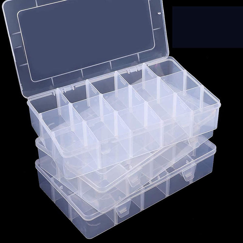 2 Pack 15 Girds Clear Plastic Organizer Box Storage For Washi Tape Tac