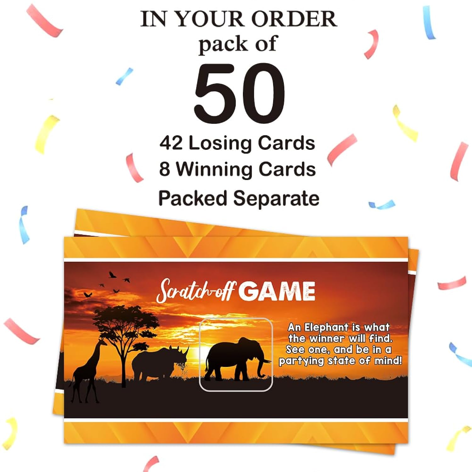 50 Pack Partying State Of Mind Scratch Off Cards, Jungle Dusk Scratch Card For Safari Baby Shower, Tropical Rainforest Birthday Party Supplies, Lottery Game Raffle Tickets For Group Activity