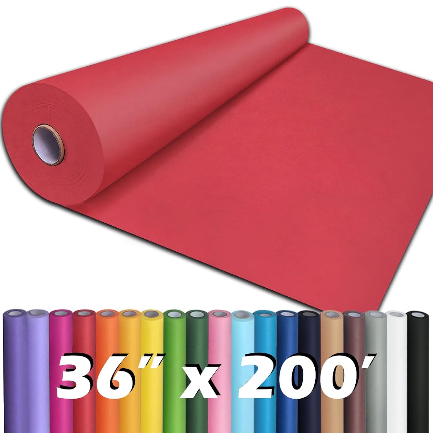 Perkhomy 36" X 2,400" (200') Red Kraft Paper Roll For Craft Bulletin Board Paper Art Table Covering Crafting Gift Wrapping Bouquet Packing Parcel 80Gsm 55Lb (Red, 36" X 200')