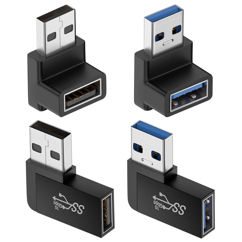 90 Degree Usb 3.0 Adapter (4 Pack), Vertical Up And Down Angle, Horizontal Lef