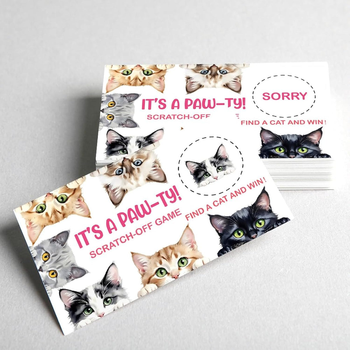 50 Pcs It'S A Pa Theme Scratch Off Game Cards, Cat Themed Party Game Scratch Cards, Pet Birthday Party Raffle Tickets For Cat Lovers, Lottery Group Reveal Games Activity Supplies