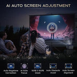 3 in 1, 4K Projector, 500 ANSI, WiFi/Bluetooth, 3D Dolby, Auto Focus, Black