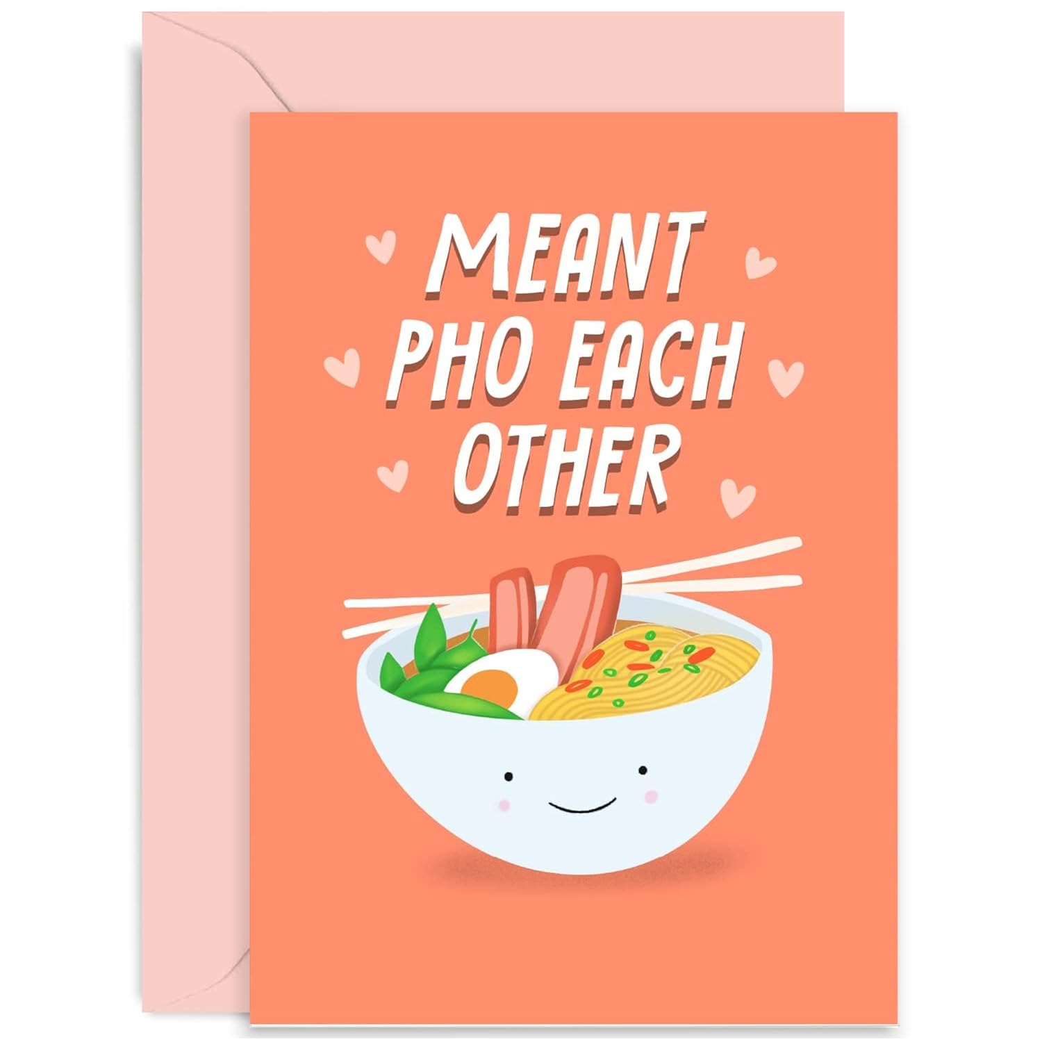 Old English Co. Cute Anniversary Card For Him Her - Funny Meant Pho Each Other Pun Card - For Wife Husband Girlfriend Boyfriend | Blank Inside With Envelope