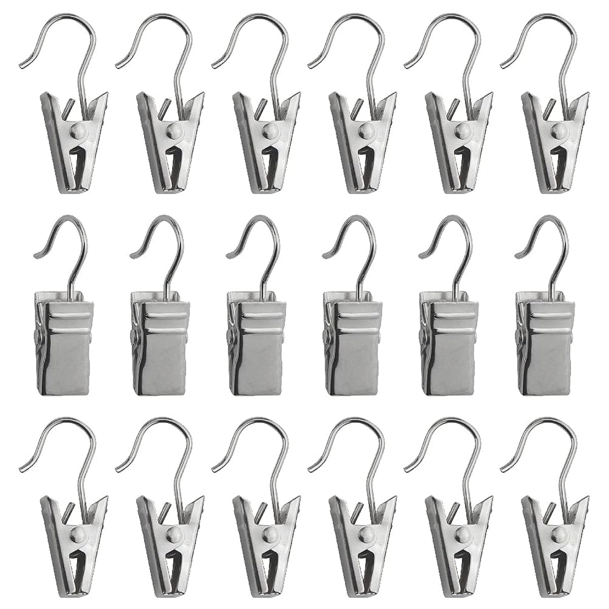 100 Pcs Curtain Clips With Hooks, Small Metal Wire Holder String Party Lights Hanger Wire Holder Awning Light Christmas Decor For Home Decoration Shower Drapery Art Craft Display(Silver)