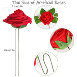 Artificial Rose Flowers, 50 Pcs Foam Red Roses Flowers Real Looking Artificial Foam Fake Roses With Stems Decoration Diy For Wedding Bouquets, Arrangements Party Home Decorations (Red, 50Pcs)