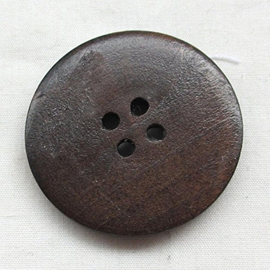 30Pcs 40Mm Brown Round Wood Buttons 4 Holes Craft Sewing Button