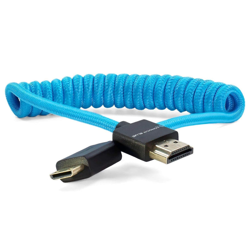 4K Mini Hdmi Thin Coiled Braided Cable For On-Camera Monitors, Capture Cards +