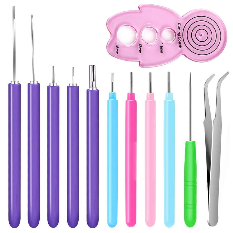 12 Pack Paper Quilling Tools Slotted Kit, Different Sizes Rolling Curling Quil