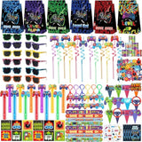 320Pcs Video Game Party Favors For Kids-Including Goodie Bags, Glasses, Straws, Bubble Wands, Stickers, Cake Toppers, Tattoos & More-Perfect For Theme Party Decorations & Piñata Fillers