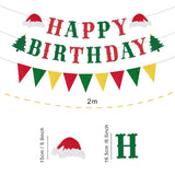 Happy Birthday Merry Banner Green And Red Christmas Bunting Garland Xmas Party Decorations For Mantle Fireplace Wall