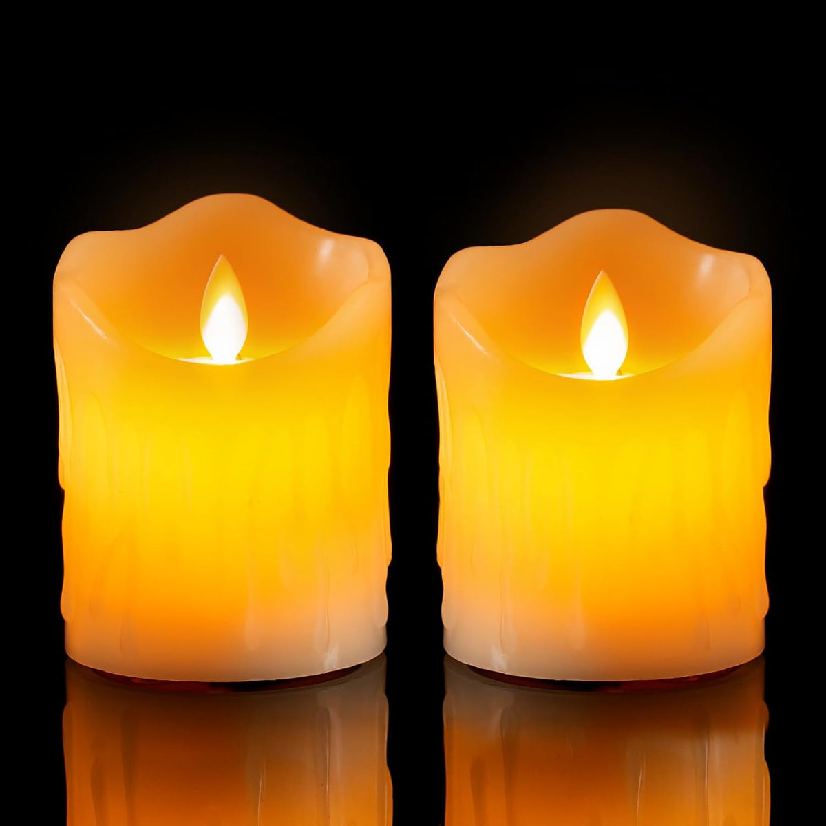 Flameless Candles, 3 X 4'' Flameless Candles With Remote, 2 Set Battery Operated Candle, Real Wax Dripping Led Candles With Timer, Flickering Feature, Electric Fake Candle For Christmas Decor
