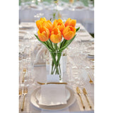 Fake Flowers Artificial Tulip Flower Orange In Clear Vase, Real Touch Foam Tulip Arrangement Suitable For Home Office Decoration, Dining Table Centerpiece