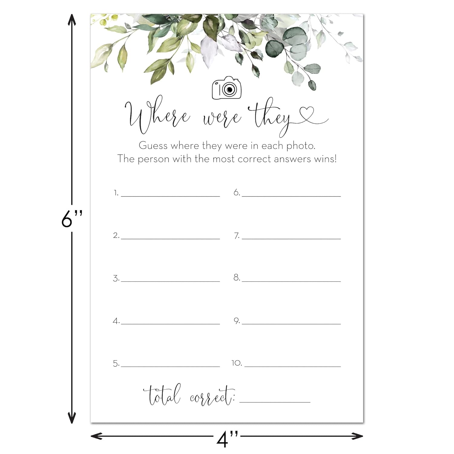 Where Were They Bridal Shower Game - 48 Cards (Boho Greenery)