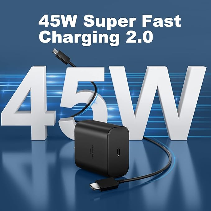45W USB C Fast Wall Charger with 6.6FT Cable for Samsung Galaxy Phones