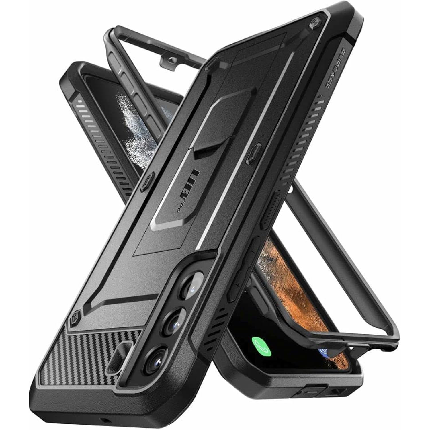 SUPCASE for Samsung Galaxy S22 Case with Stand (Unicorn Beetle Pro), [Built-in Belt-Clip] Heavy Duty Full-Body Dual Layer Rugged Kickstand Shockproof Protective Phone Case for Galaxy S22, Black