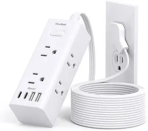 10FT Surge Protector Power Strip with 6 Outlets 4 USB Ports 2 USB C Flat Plug Extension Cord