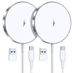 2-Pack 15W Magnetic Wireless Charger with 5ft Cable for iPhone and AirPods