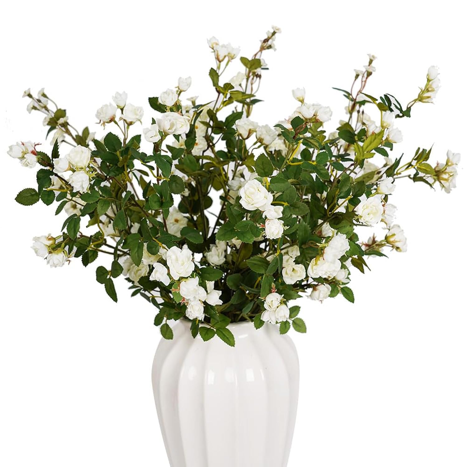 Artificial Flowers Fake Flowers,6Pcs 29" Artificial Rose For Vase, Long Stems White Artificial Flowers Faux Flower Arrangements For Shop Garden Office Home Décor(6, White Rose)