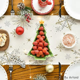 Beige Snowflake Let It Snow Winter Table Runner, Seasonal Christmas Kitchen Dining Table Decoration For Home Party Decor 13X72 Inch