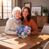 Pop Up Flower Cards Paper Flower Bouquet Pop Up Card For Mother'S Day, Birthday, Anniversary, 3D Pop Up Card With Envelope For Mother Wife Grandmother,Hydrangea