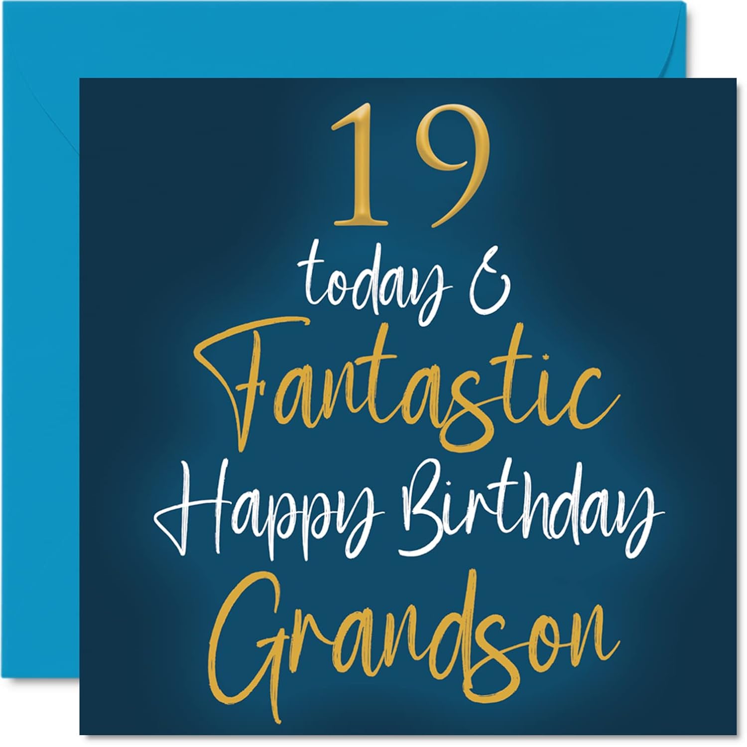 Fantastic 19Th Birthday Cards For Grandson - 19 Today & Fantastic - Happy Birthday Card For Grandson From Grandma Grandpa Grandparents, 5.7 X 5.7 Inch Birthday Greeting Cards Gift