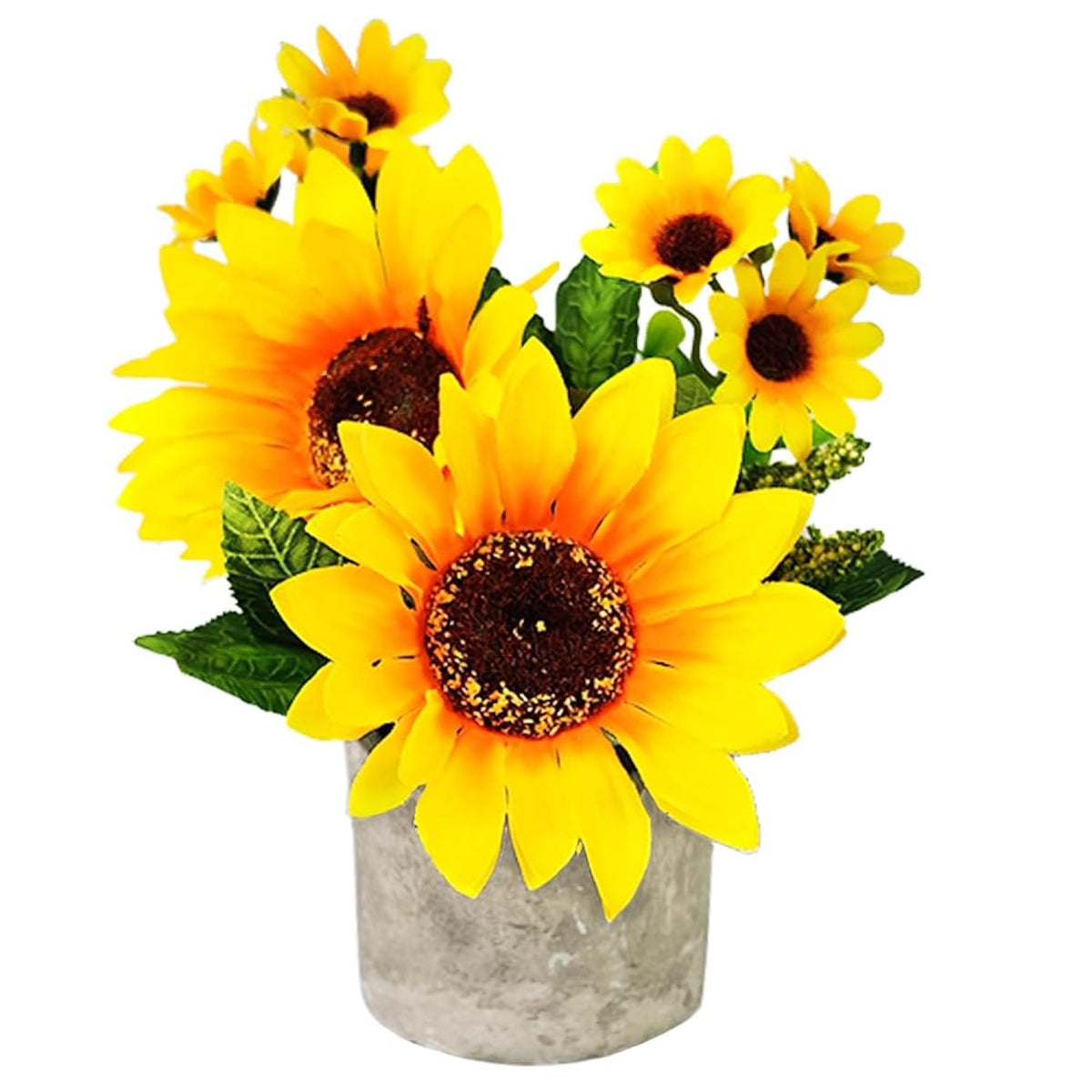 1 Pack Artificial Sunflowers Potted Fake Sunflower In Paper Pulp Pot For Home Office Kitchen Bathroom Table Bookshelf Decor,Wedding Centerpieces,Farmhouse,5 Branches,Spring Decoration