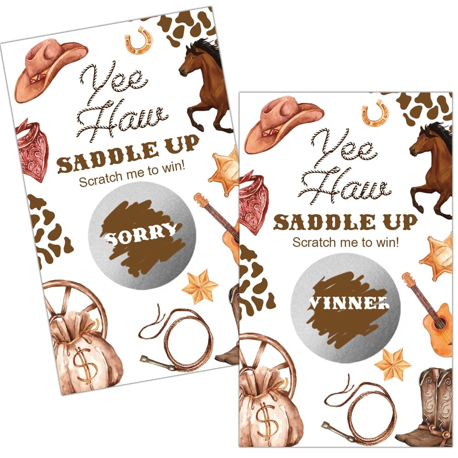50 Pack Western Theme Scratch Off, Cowgirl Birthday Scratch Cards For Birthday Party Lottery Group Game Party Raffle Tickets Shower Activity, Western Cowgirl Truth Or Dare Bachelorette Game