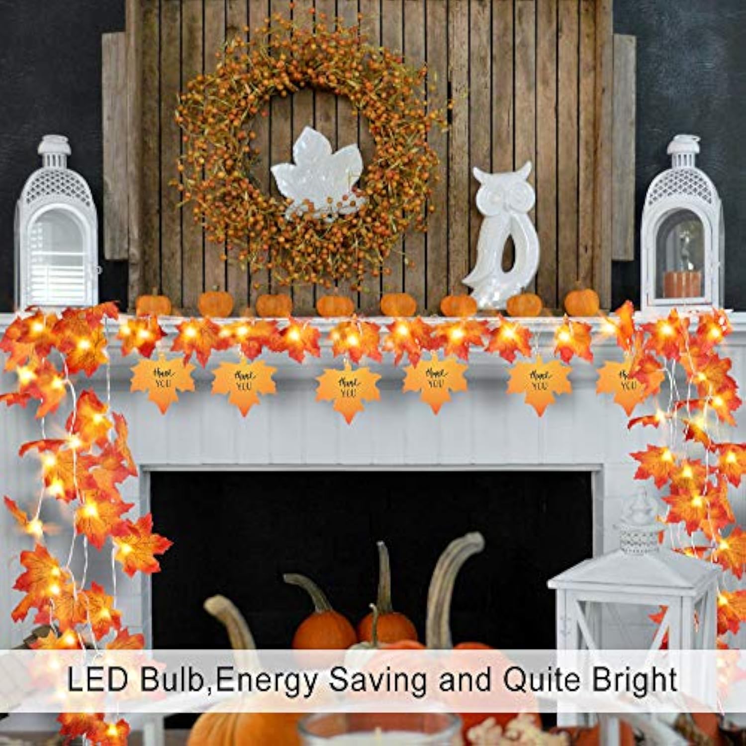 50 Led 16.4Ft Thanksgiving Decorations Fall Garland String Lights With Timer, Lighted Autumn Leaves Garlands Decor, Fall Lights For Home Decoration Party Indoor Mantle