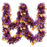 33Ft Halloween Tinsel Garland, Pumpkin Metallic Twist Foil Tinsel Garland Pumpkin Shiny Hanging Decorations For Halloween Party Decoration Supply