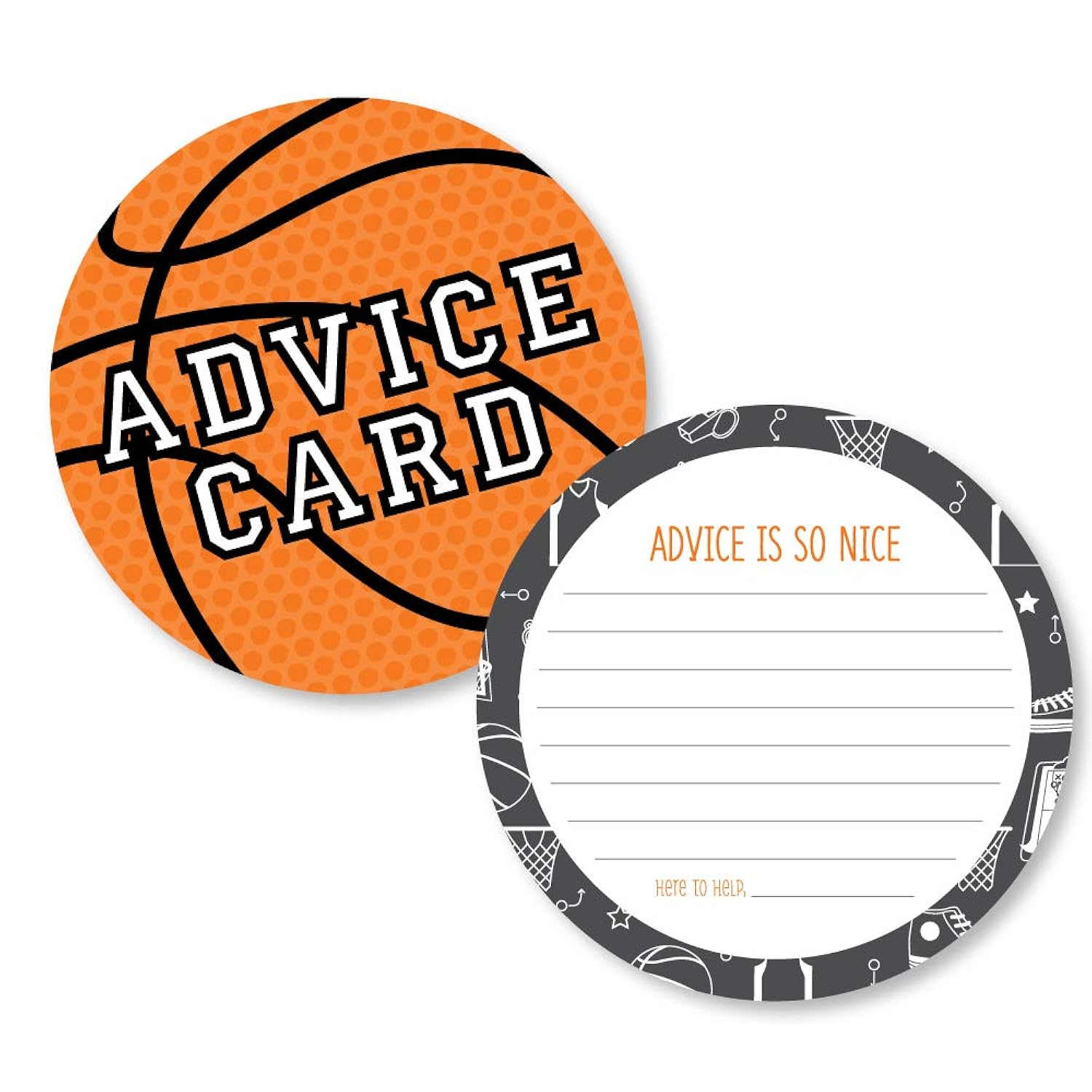 Big Dot of Happiness Nothin' but Net - Basketball - Wish Card Baby Shower Activities - Shaped Advice Cards Game - Set of 20